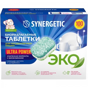 Таблетки для посудомоечных машин Synergetic Ultra Power, 100шт. (1817332), 4 уп.