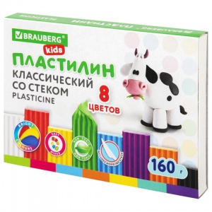 Пластилин 8 цветов Brauberg Kids, 160г, со стеком (106501)