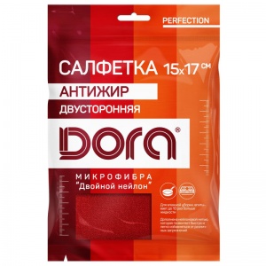 Салфетка хозяйственная Dora (17х15см) микрофибра, красная, 1шт.