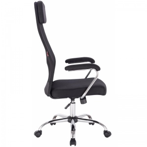 Кресло руководителя Easy Chair 591 TC, сетка/ткань черная, металл черный