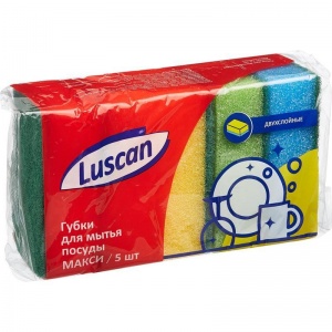 Губка поролон/абразив Luscan Макси (95x65x30мм) 5шт., 40 уп.