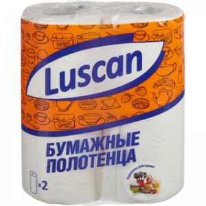 Полотенца бумажные 2-слойные Luscan, рулонные, 2 рул/уп