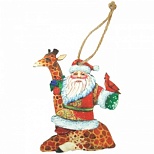 Елочное украшение из фанеры "Дед мороз на жирафе" (Ин01)
